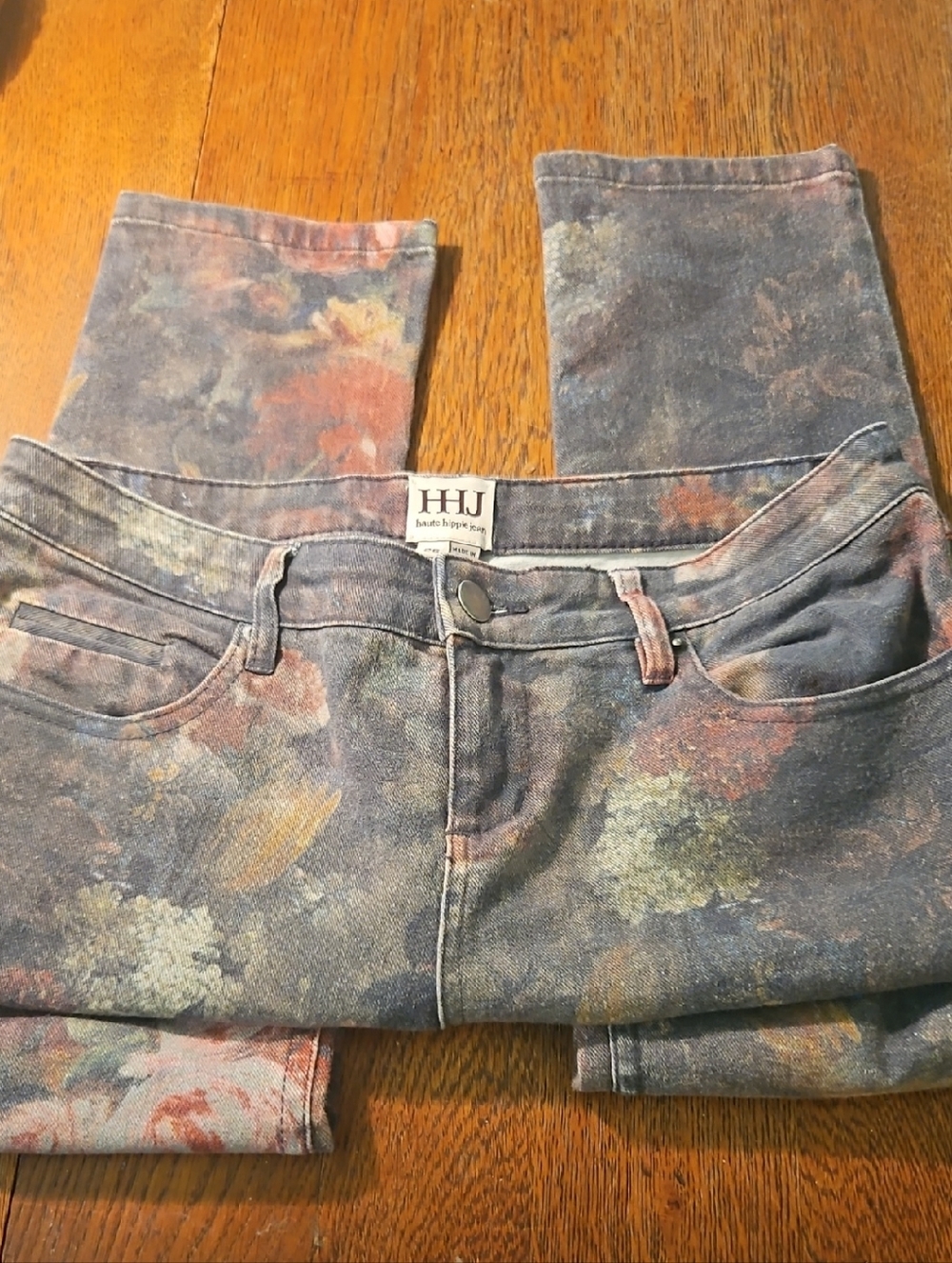 Haute Hippie Skinny Jeans in Distressed Blue with Multi-Color Wash